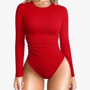 Red Long Sleeve bodysuit